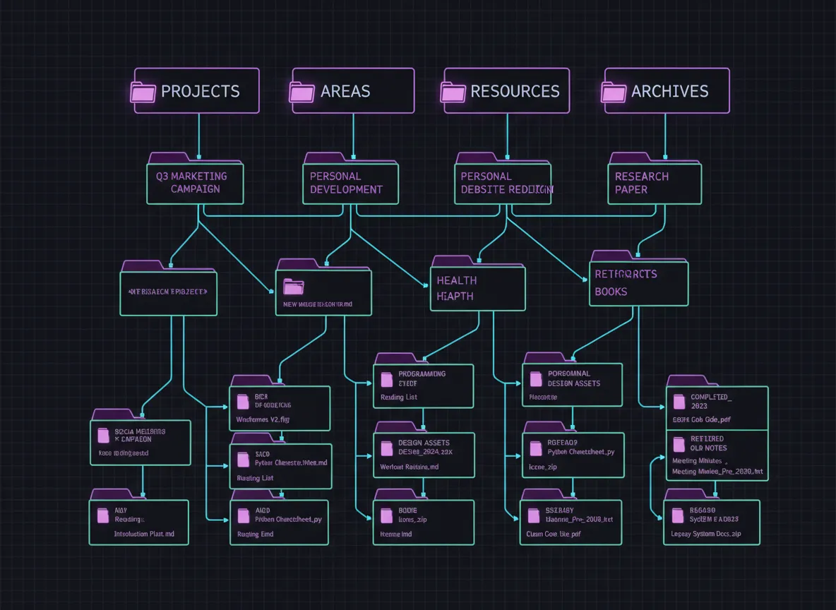 Google Gemini via Firefly structured hierarchical PARA diagram